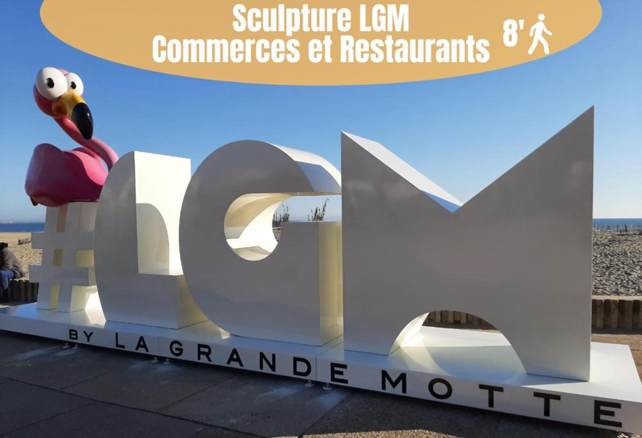 NEW - Studio cosy - Plages à 5min - Parking privé - WIFI - Commerces au pied du bâtiment La Grande Motte Extérieur photo